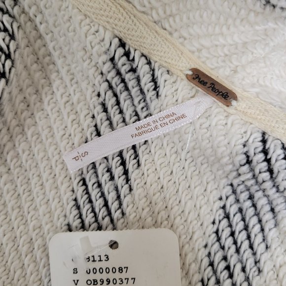 NWT Free People Cozy Oversized Striped Sweater Hoodie Kangaroo Pocket - Small S - Picture 9 of 9